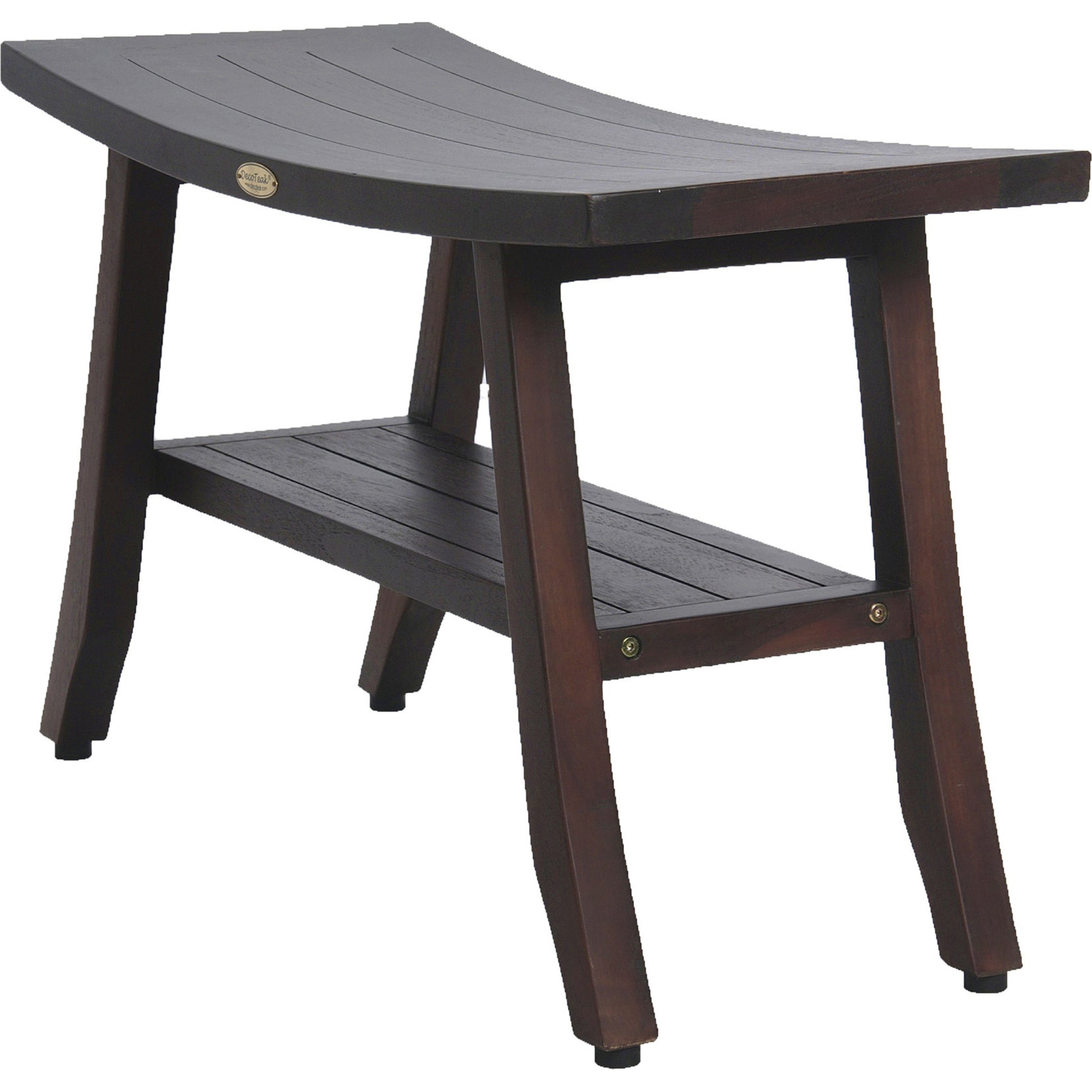 Contemporary Teak Shower Bench with Shelf in Brown Finish By Homeroots - 376690 | Outdoor Stools & Benches | Modishstore - 2