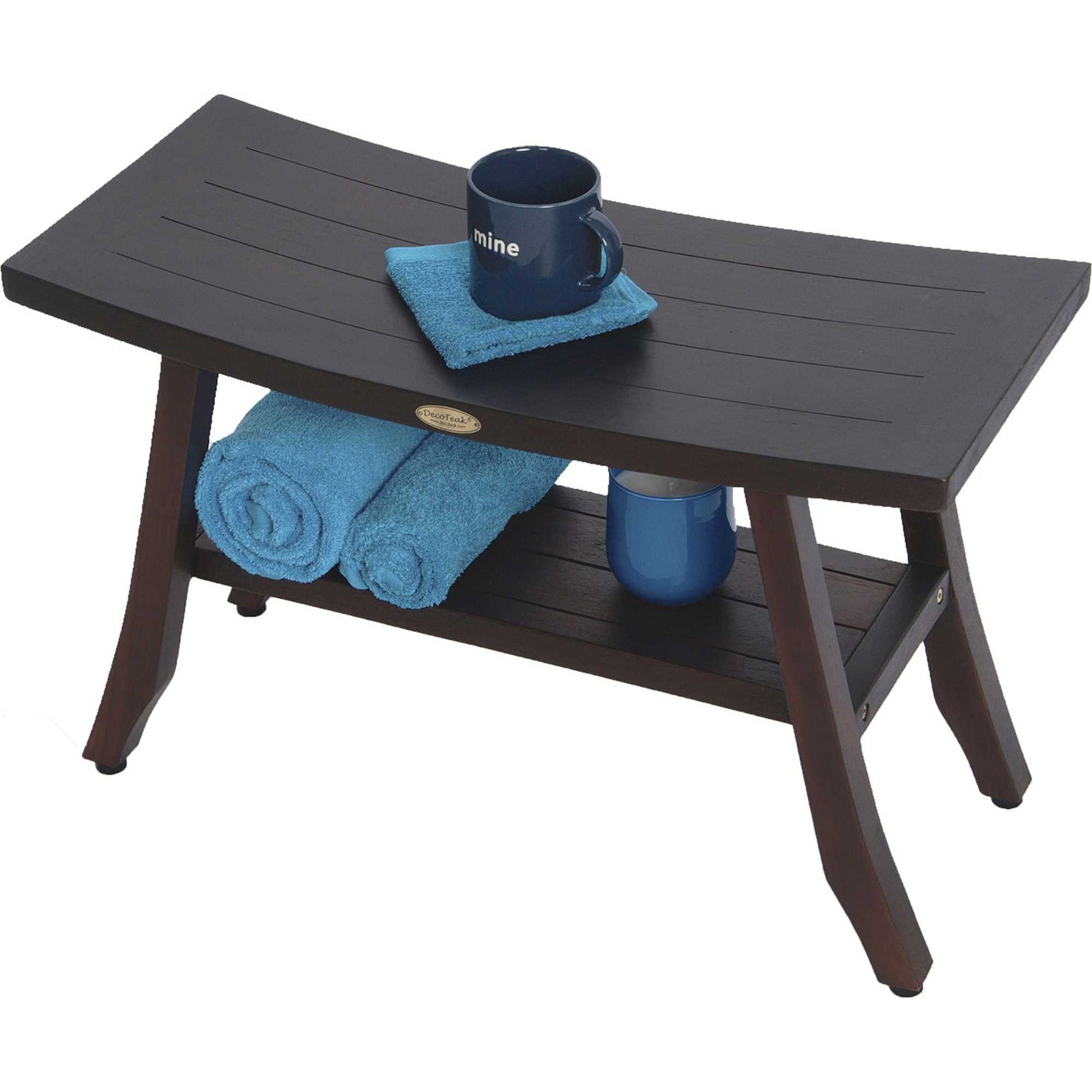 Contemporary Teak Shower Bench with Shelf in Brown Finish By Homeroots - 376690 | Outdoor Stools & Benches | Modishstore - 4