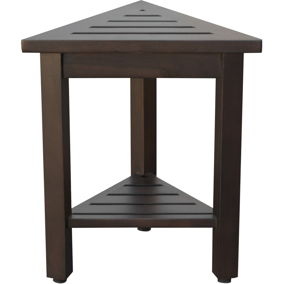18" Teak Corner Shower Stool or Bench with Shelf in Brown Finish By Homeroots | Outdoor Stools & Benches | Modishstore - 3