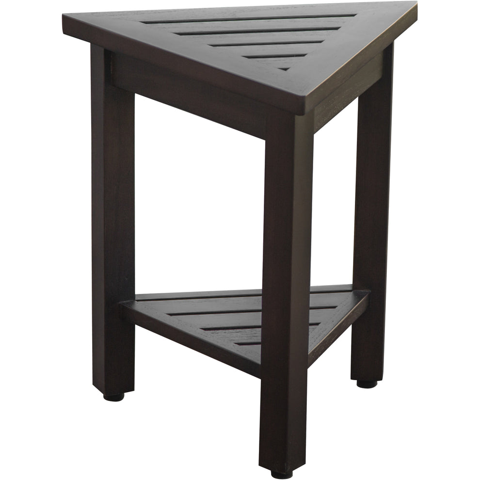 18" Teak Corner Shower Stool or Bench with Shelf in Brown Finish By Homeroots | Outdoor Stools & Benches | Modishstore - 4