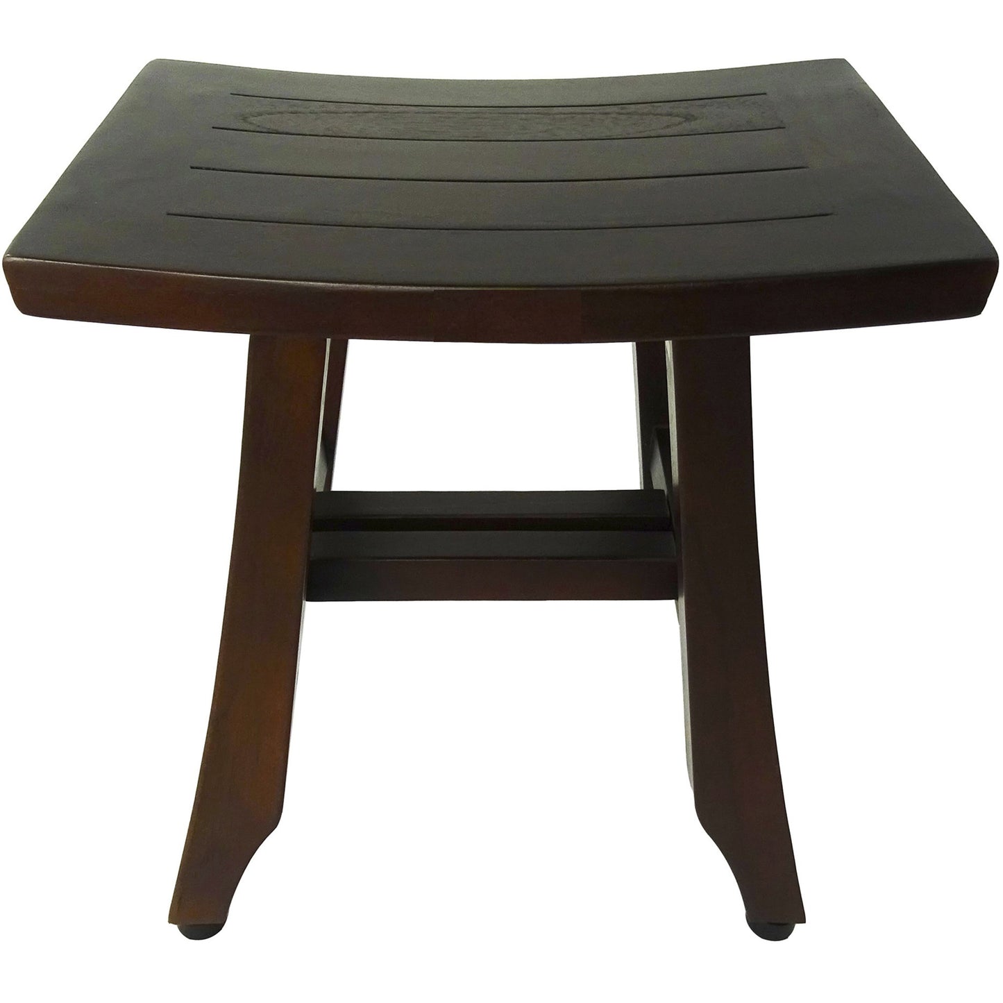 Compact Curvilinear Teak Shower or Outdoor Bench in Brown Finish By Homeroots | Outdoor Stools & Benches | Modishstore