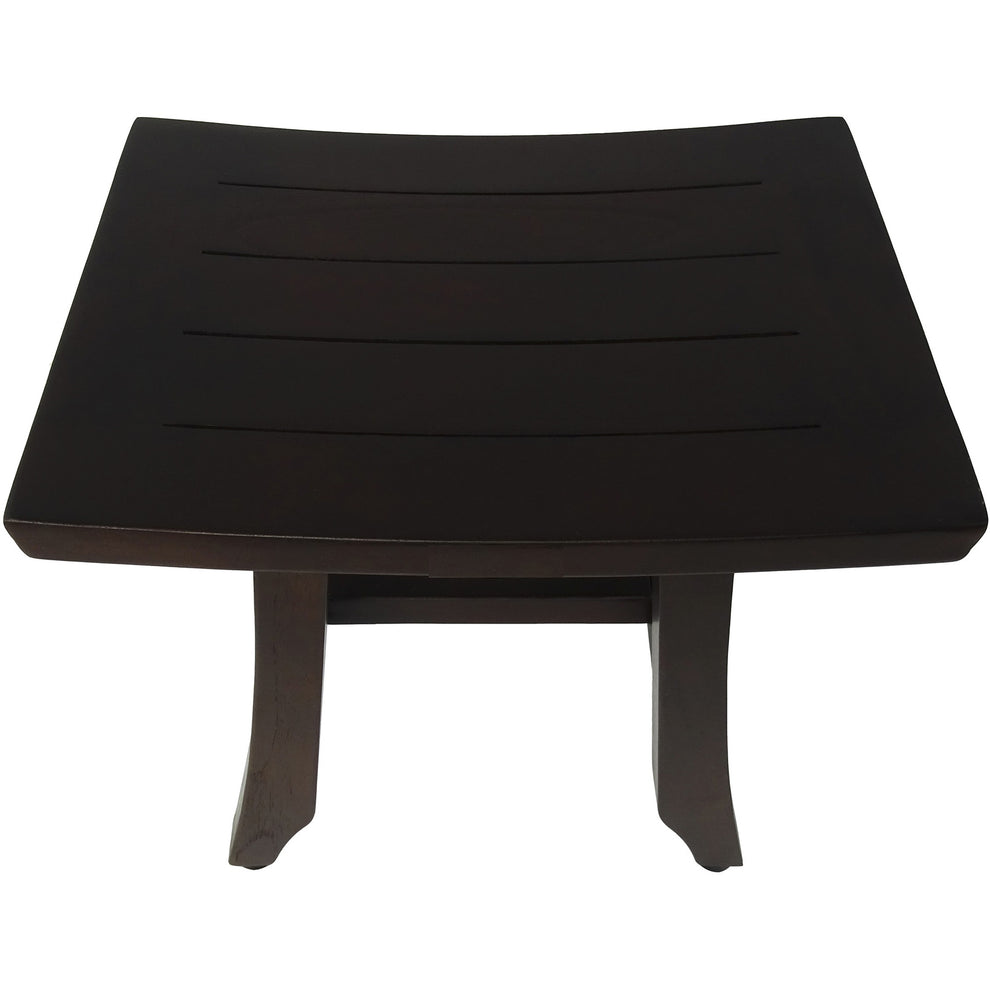 Compact Curvilinear Teak Shower or Outdoor Bench in Brown Finish By Homeroots | Outdoor Stools & Benches | Modishstore - 2