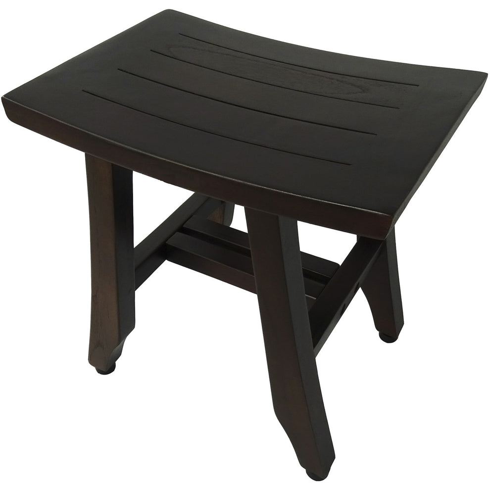 Compact Curvilinear Teak Shower or Outdoor Bench in Brown Finish By Homeroots | Outdoor Stools & Benches | Modishstore - 3