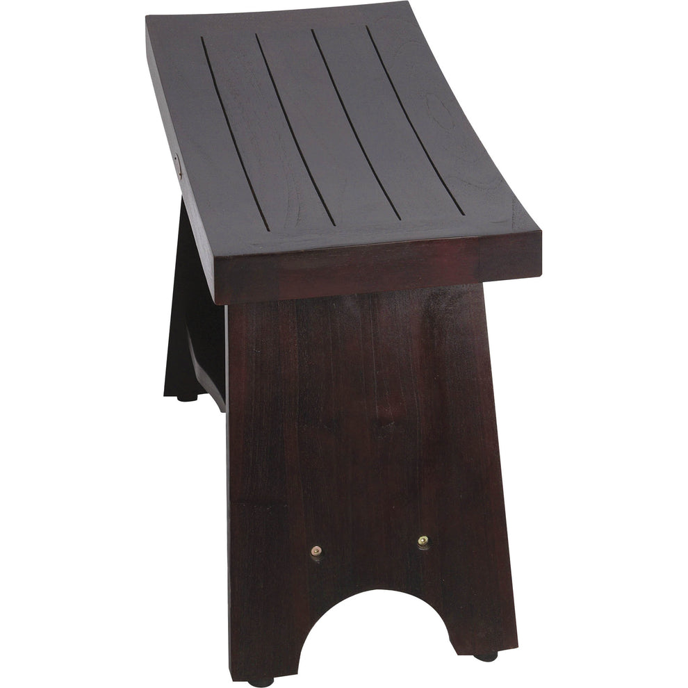 Teak Rectangular Shower Bench with Shelf in Brown Finish By Homeroots | Outdoor Stools & Benches | Modishstore - 2