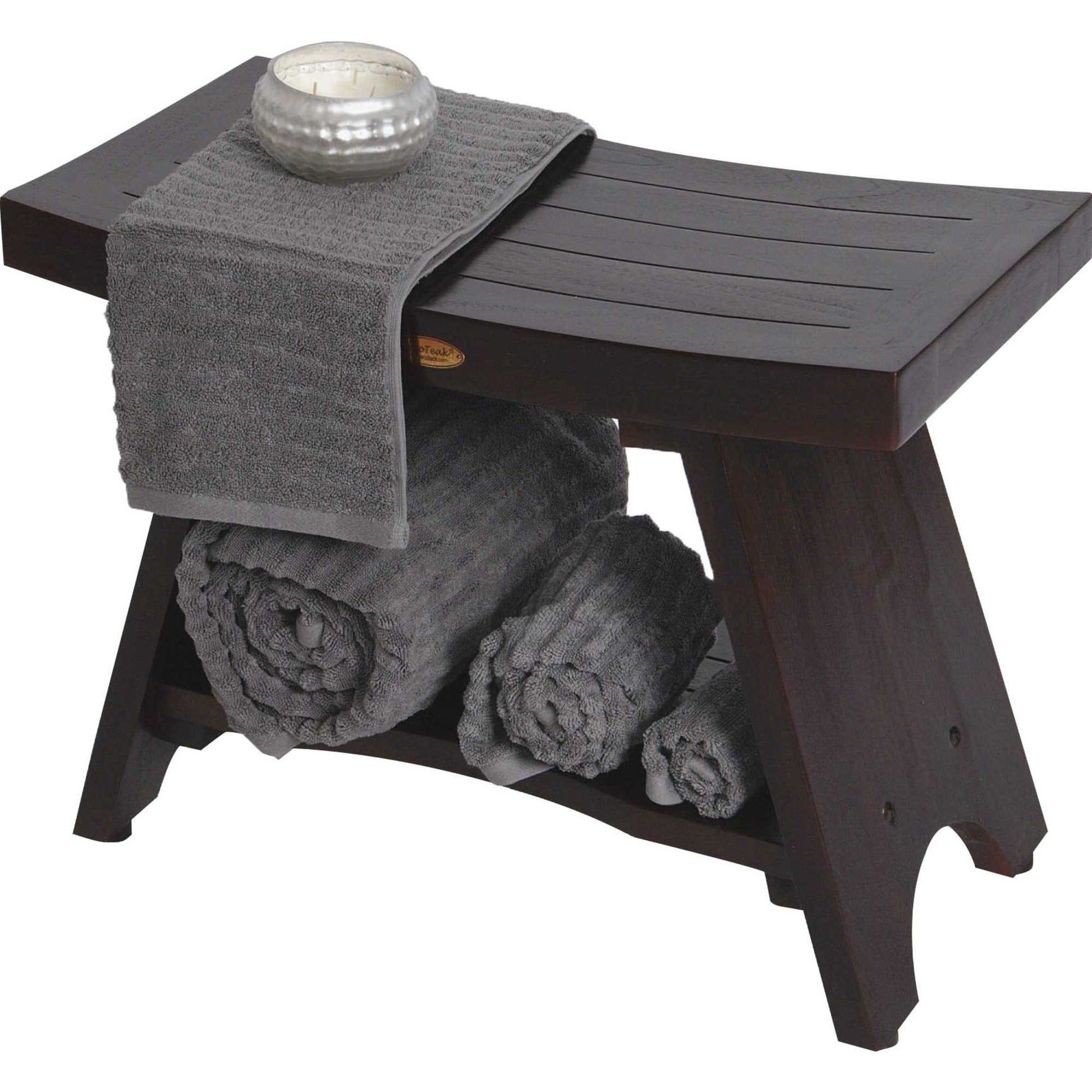 Teak Rectangular Shower Bench with Shelf in Brown Finish By Homeroots | Outdoor Stools & Benches | Modishstore - 6