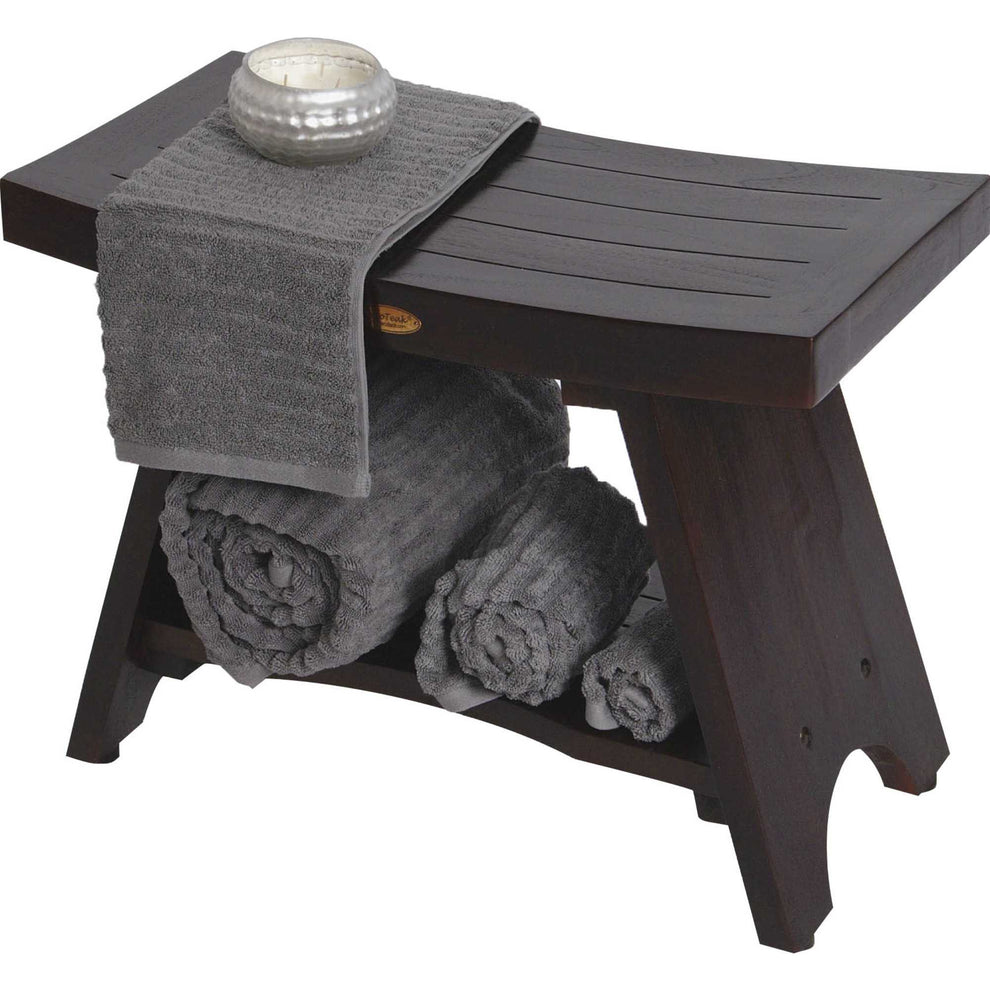 Teak Rectangular Shower Bench with Shelf in Brown Finish By Homeroots | Outdoor Stools & Benches | Modishstore - 6