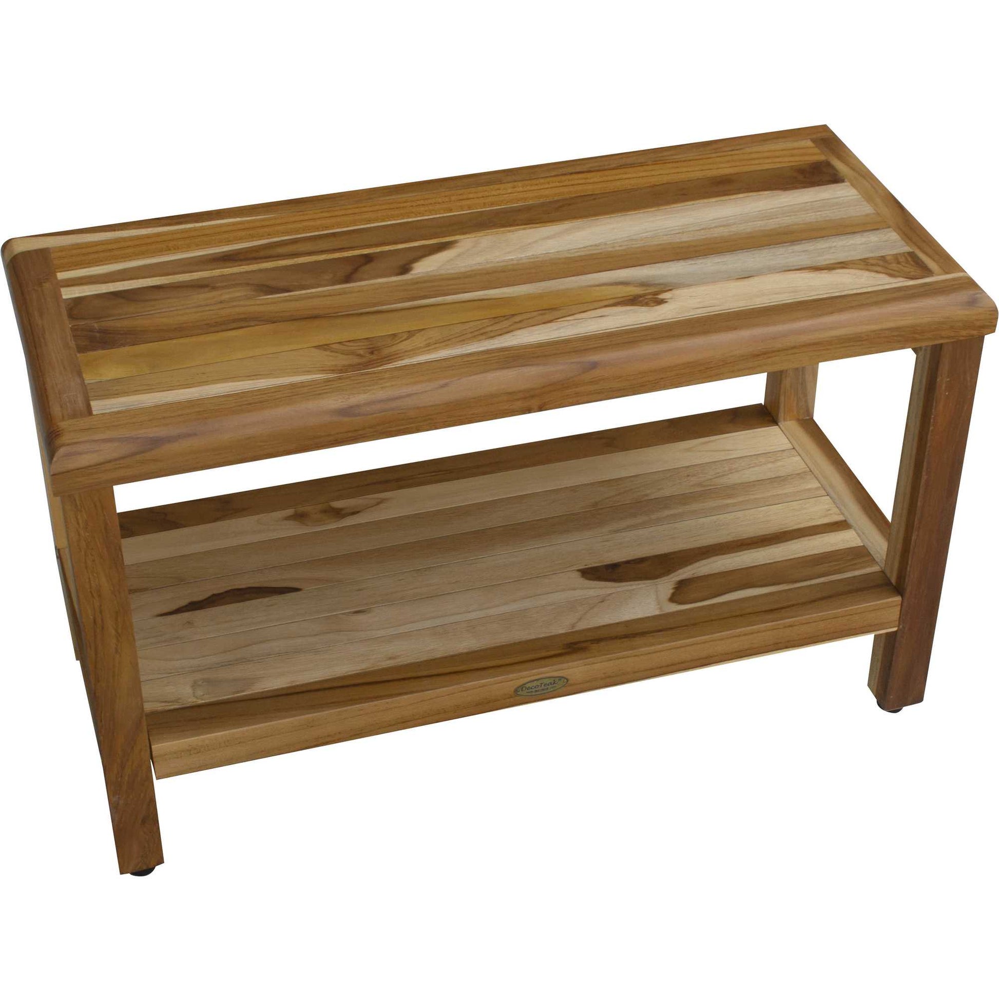 Rectangular Teak Shower Bench with Shelf in Natural Finish By Homeroots - 376698 | Outdoor Stools & Benches | Modishstore - 2