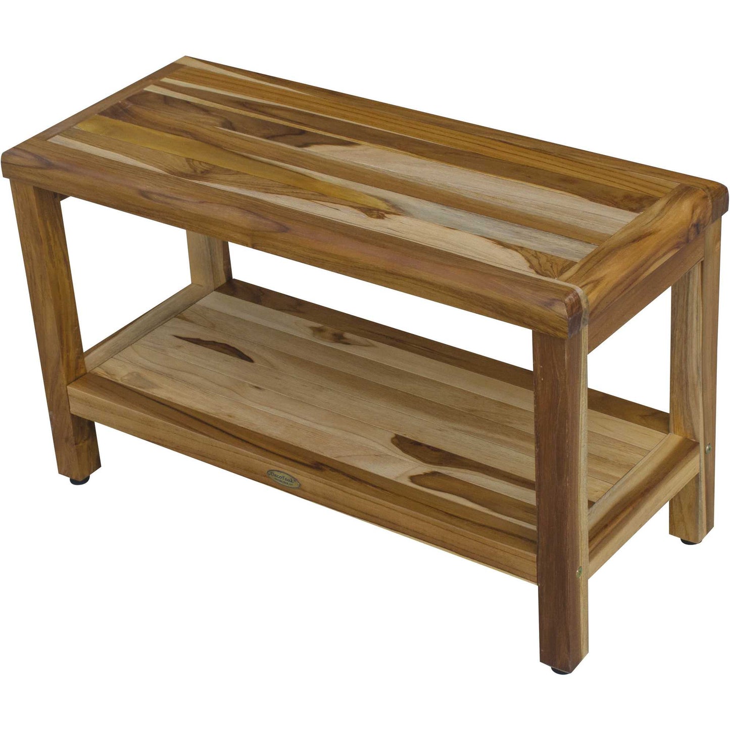 Rectangular Teak Shower Bench with Shelf in Natural Finish By Homeroots - 376698 | Outdoor Stools & Benches | Modishstore - 4