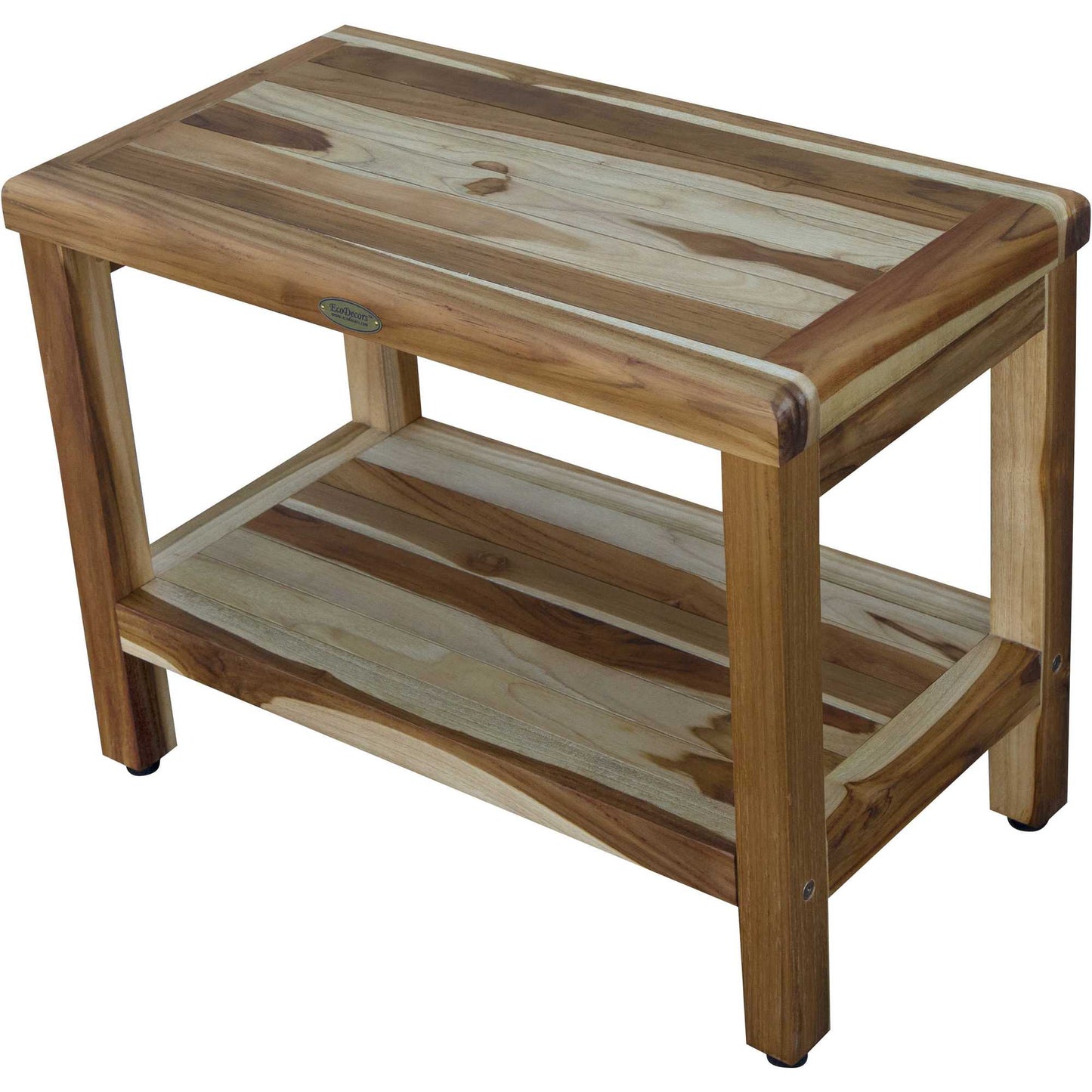 Rectangular Teak Shower Bench with Shelf in Natural Finish By Homeroots - 376699 | Outdoor Stools & Benches | Modishstore - 2