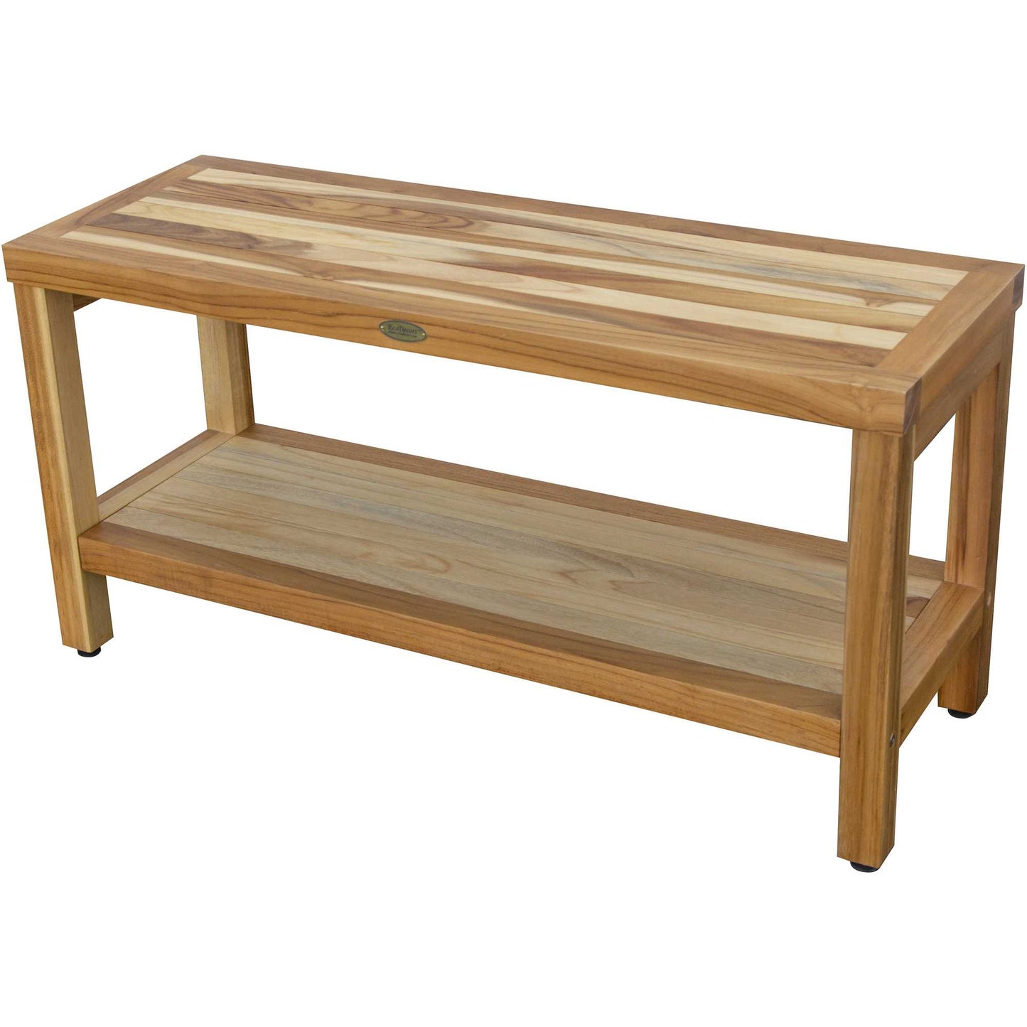Large Rectangular Teak Bench with Shelf in Natural Finish By Homeroots | Outdoor Stools & Benches | Modishstore - 3