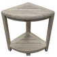 Compact Teak Corner Shower Stool with Shelf in Whitewash Driftwood By Homeroots | Outdoor Stools & Benches | Modishstore