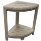 Compact Teak Corner Shower Stool with Shelf in Whitewash Driftwood By Homeroots | Outdoor Stools & Benches | Modishstore - 2