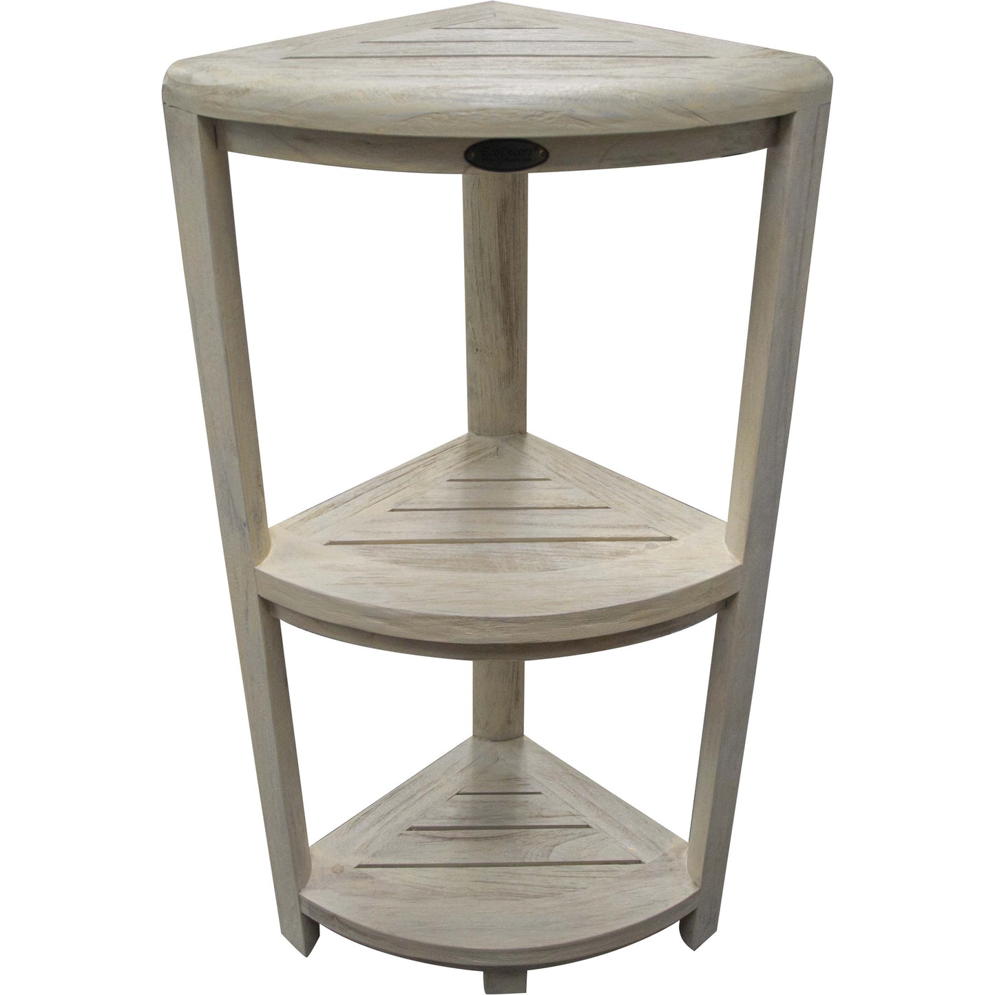 Teak Three Tier Corner Shower Shelf in White Finish By Homeroots | Shelves & Shelving Units | Modishstore - 4