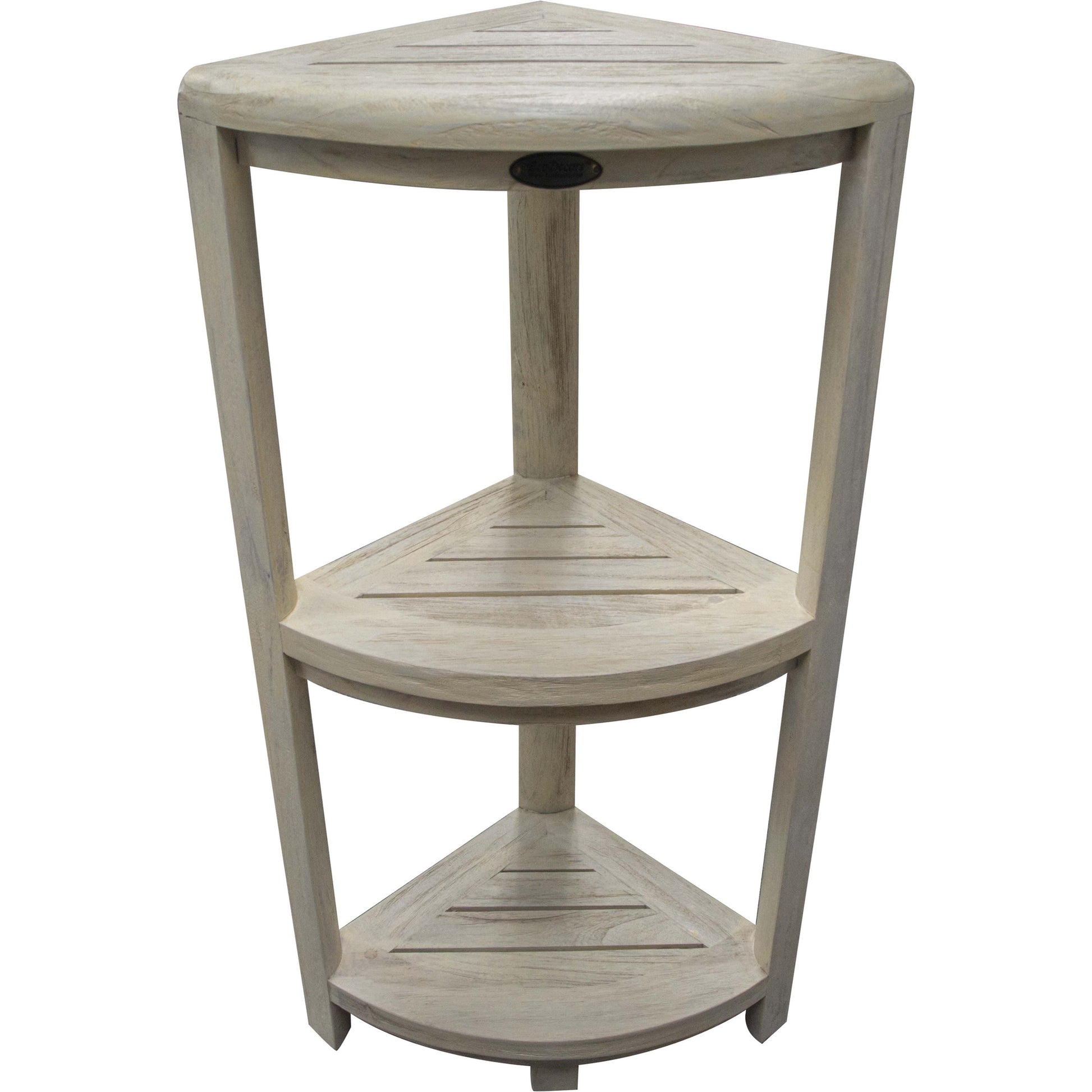 Teak Three Tier Corner Shower Shelf in White Finish By Homeroots | Shelves & Shelving Units | Modishstore - 4