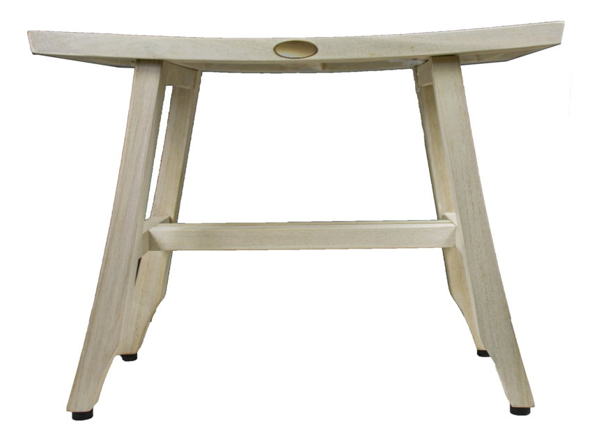 Contemporary Teak Shower Stool or Bench in Whitewash Finish By Homeroots | Outdoor Stools & Benches | Modishstore - 2