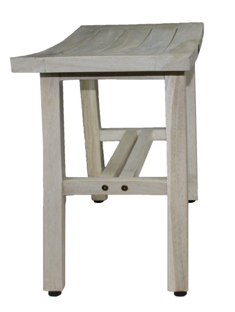 Contemporary Teak Shower Stool or Bench in Whitewash Finish By Homeroots | Outdoor Stools & Benches | Modishstore - 4