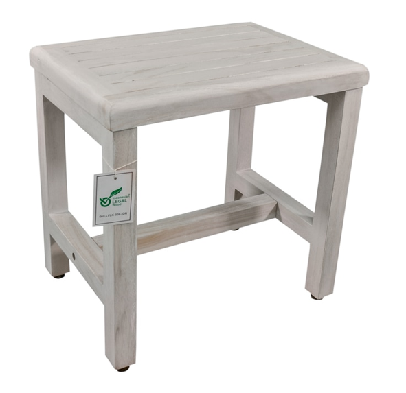 Compact Rectangular Teak Shower or Outdoor Bench in Driftwood Finish By Homeroots | Outdoor Stools & Benches | Modishstore - 4