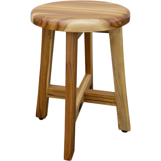 13" Round Compact Teak Chair In Natural Finish By Homeroots | Stools | Modishstore