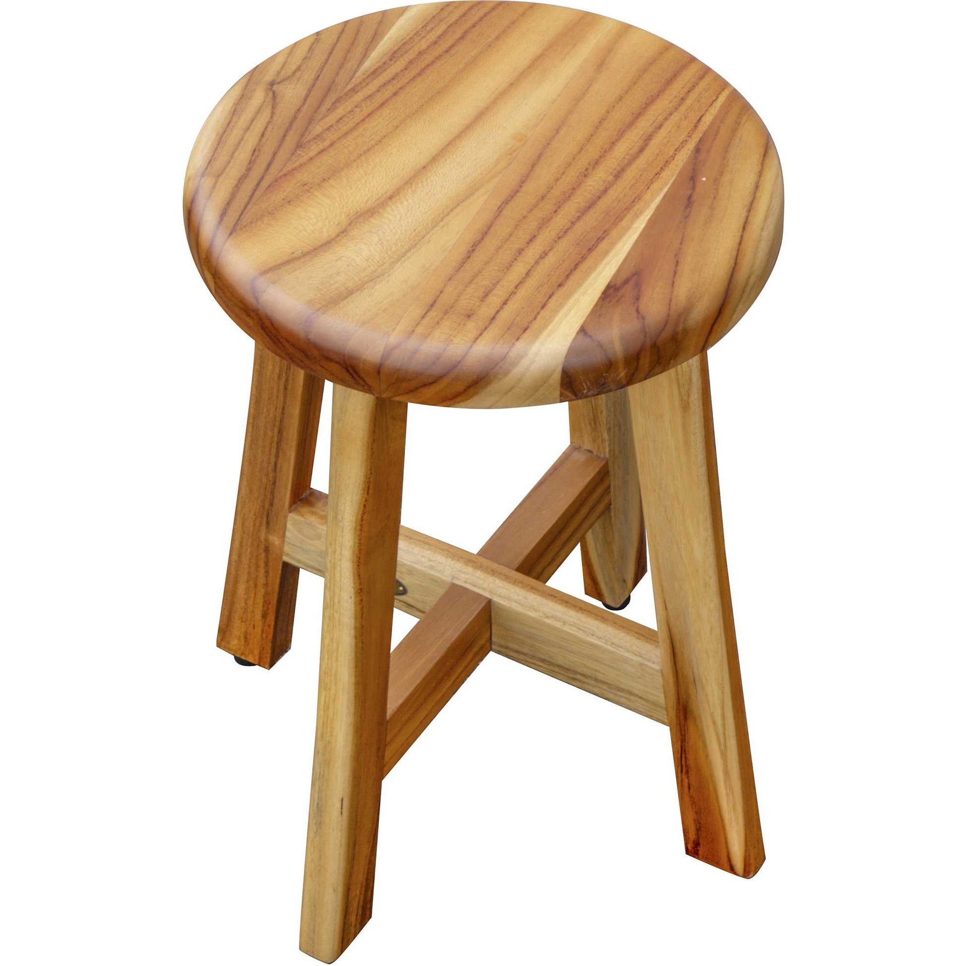13" Round Compact Teak Chair In Natural Finish By Homeroots | Stools | Modishstore - 3