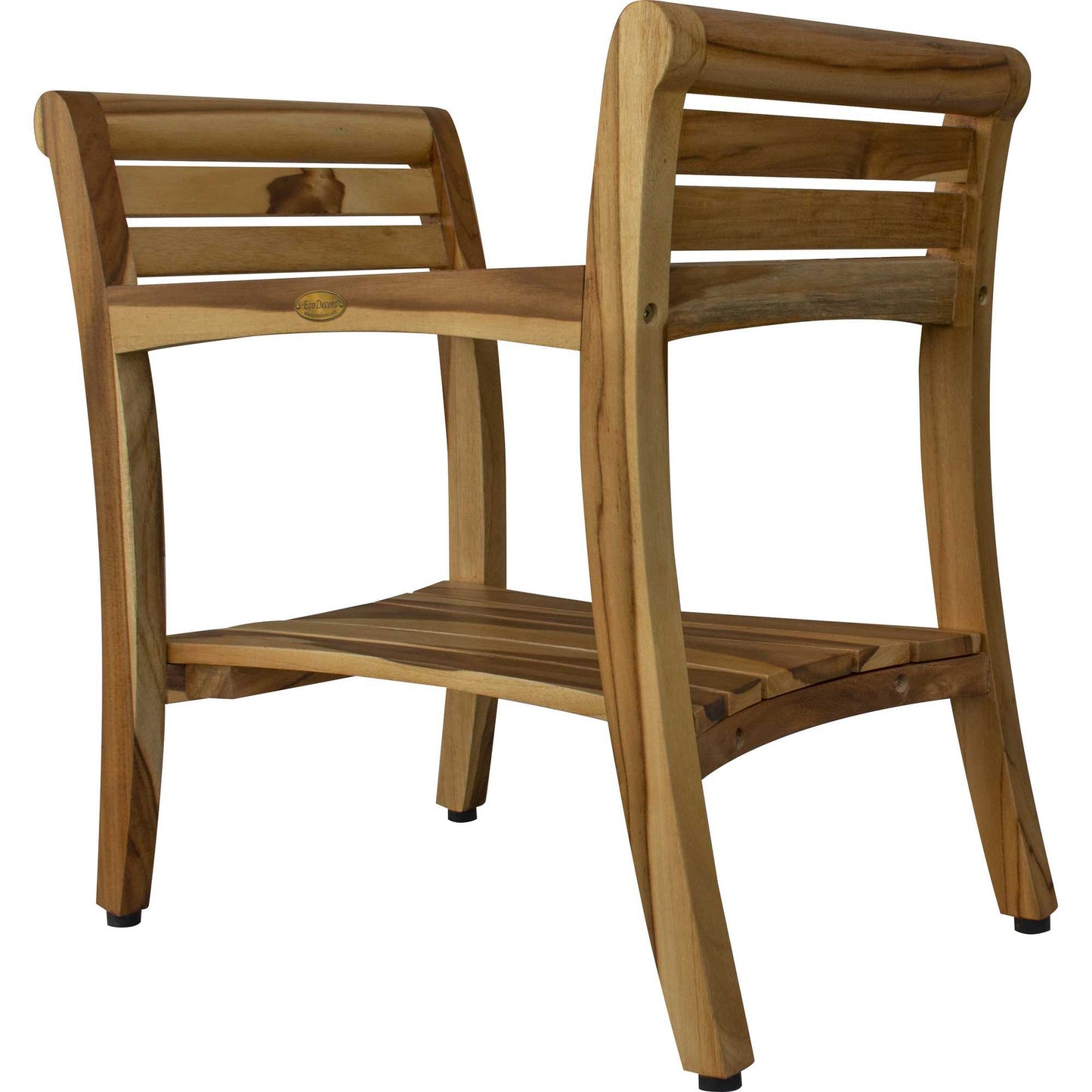 Contemporary Teak Shower bench with Handles in Natural Finish By Homeroots | Outdoor Stools & Benches | Modishstore - 4