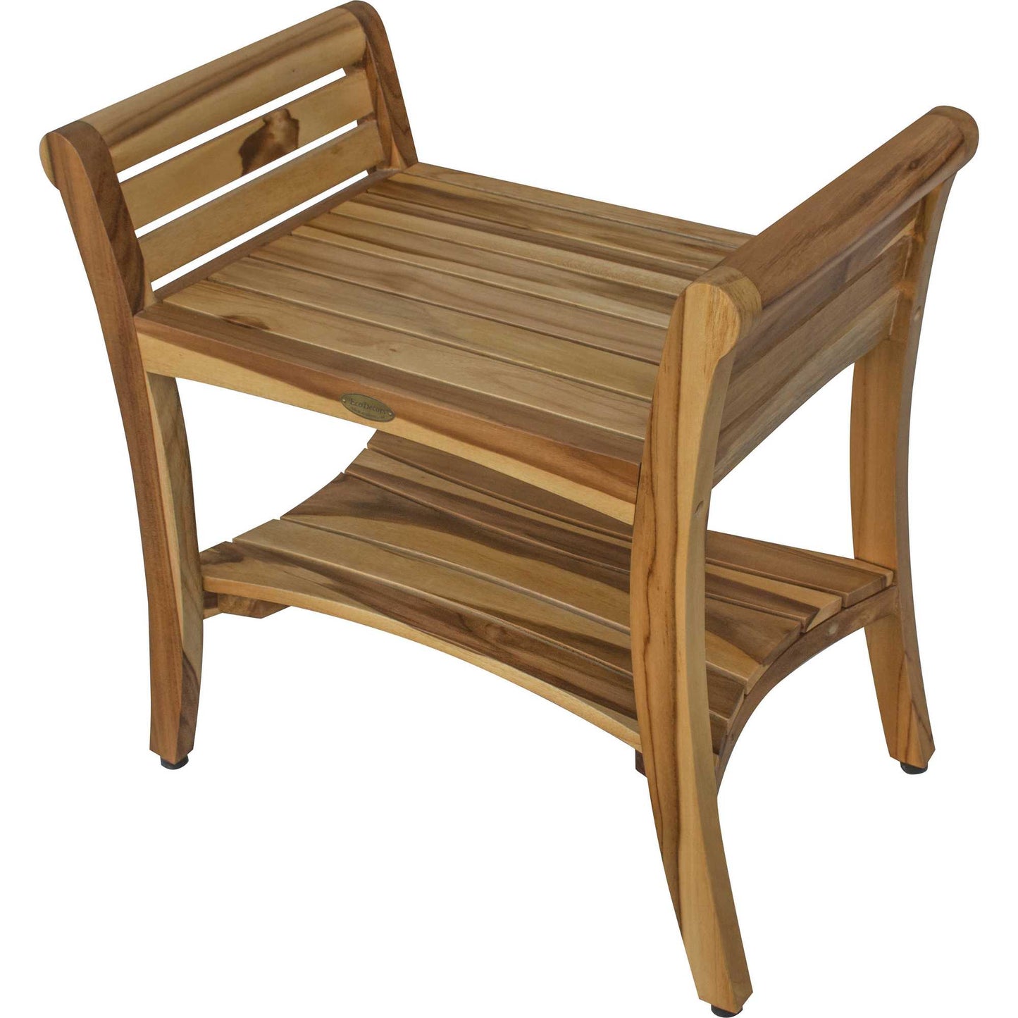 Contemporary Teak Shower bench with Handles in Natural Finish By Homeroots | Outdoor Stools & Benches | Modishstore - 5