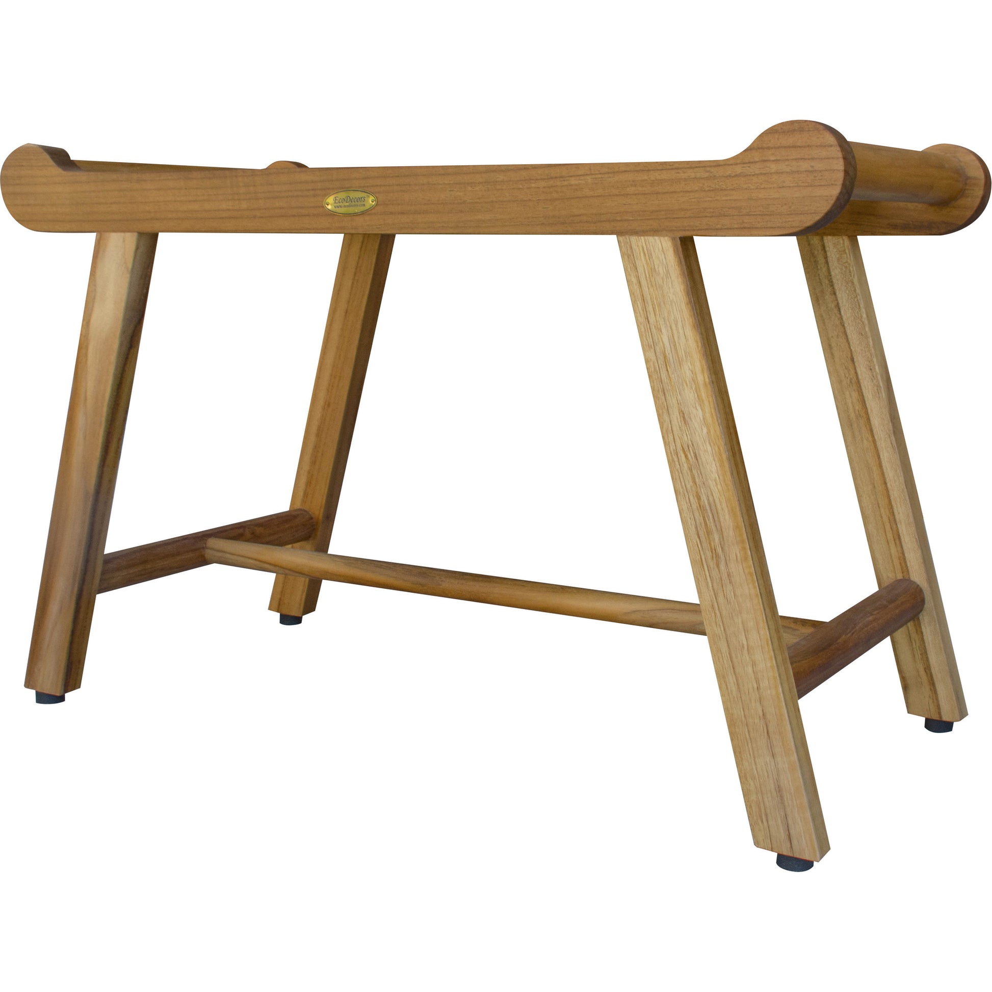 Rectangular Teak Shower Bench with Handles in Natural Finish By Homeroots - 376724 | Outdoor Stools & Benches | Modishstore - 4