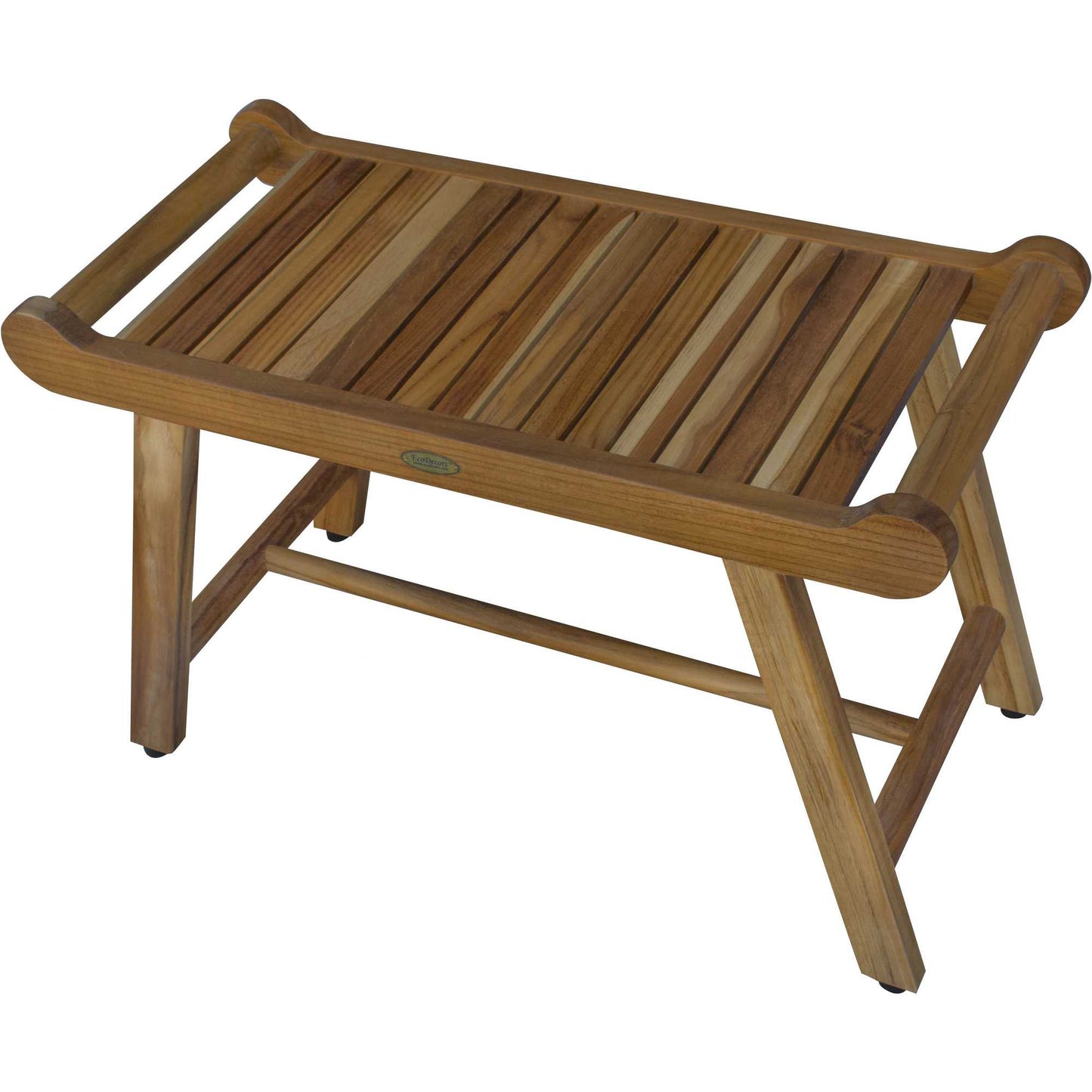 Rectangular Teak Shower Bench with Handles in Natural Finish By Homeroots - 376724 | Outdoor Stools & Benches | Modishstore - 5