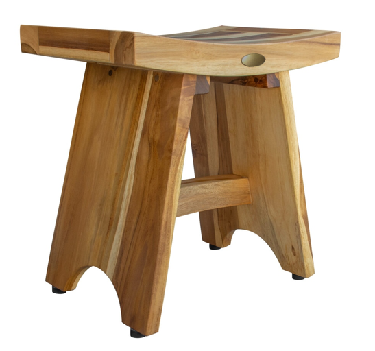 Compact Contemporary Teak Shower Stool in Natural Finish By Homeroots | Outdoor Stools & Benches | Modishstore