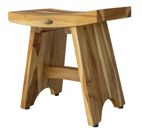 Compact Contemporary Teak Shower Stool in Natural Finish By Homeroots | Outdoor Stools & Benches | Modishstore - 3