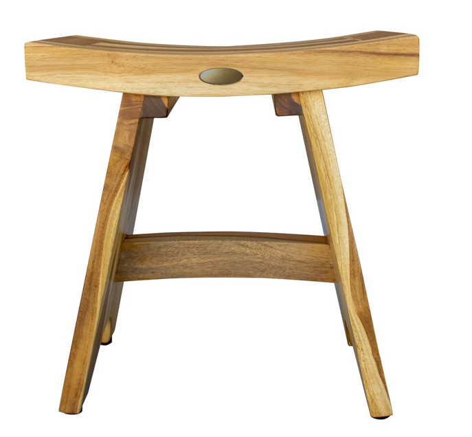 Compact Contemporary Teak Shower Stool in Natural Finish By Homeroots | Outdoor Stools & Benches | Modishstore - 4