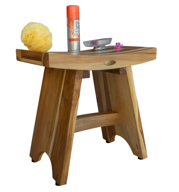 Compact Contemporary Teak Shower Stool in Natural Finish By Homeroots | Outdoor Stools & Benches | Modishstore - 6