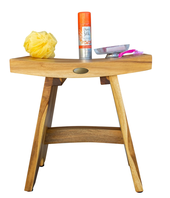 Compact Contemporary Teak Shower Stool in Natural Finish By Homeroots | Outdoor Stools & Benches | Modishstore - 7