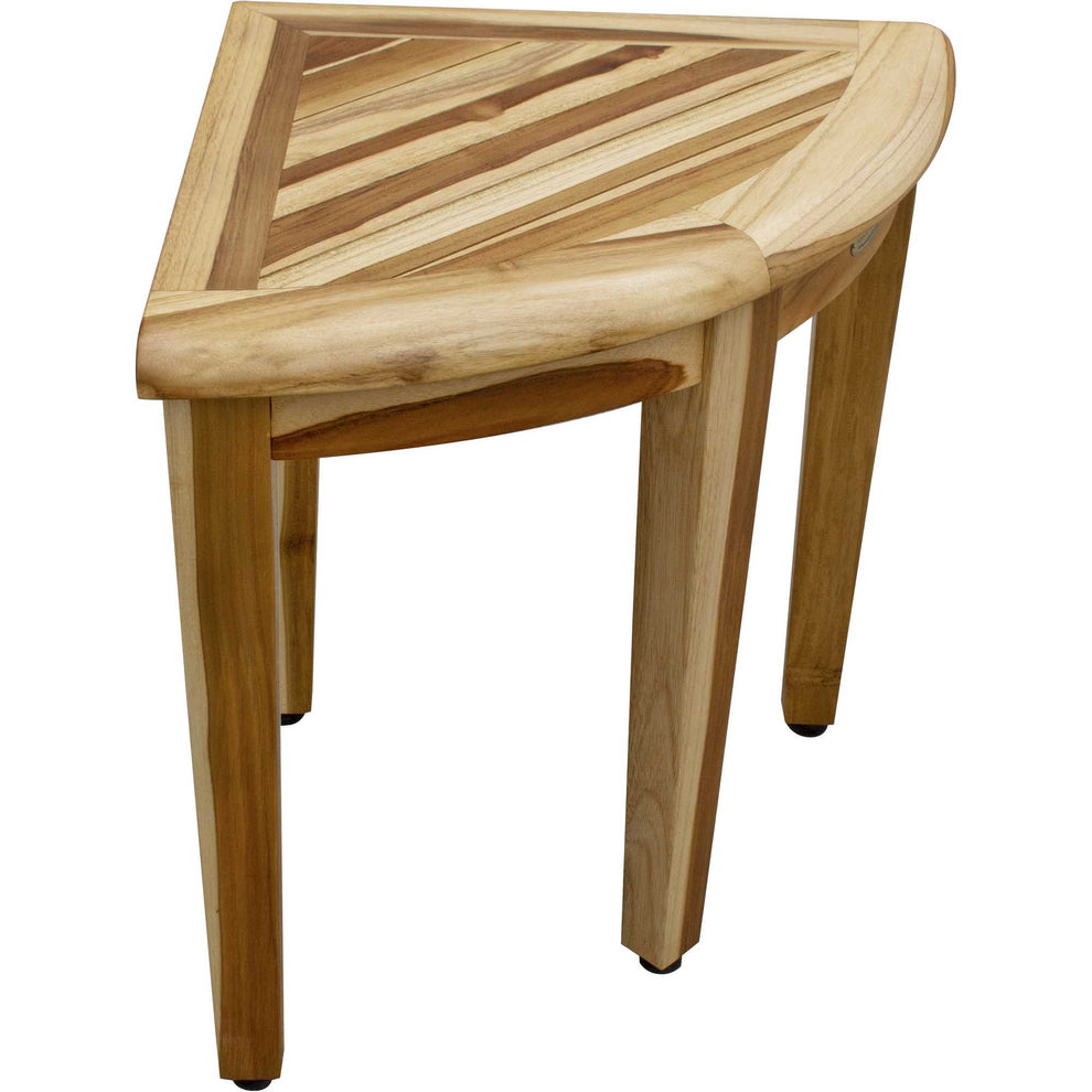 16" Compact Teak Corner Shower Stool with Shelf in Natural Finish By Homeroots | Outdoor Stools & Benches | Modishstore - 2