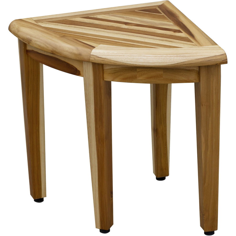 16" Compact Teak Corner Shower Stool with Shelf in Natural Finish By Homeroots | Outdoor Stools & Benches | Modishstore - 3