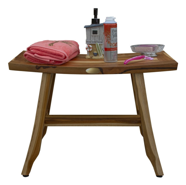 Contemporary Teak Shower Stool or Bench in Natural Finish By Homeroots | Outdoor Stools & Benches | Modishstore - 4