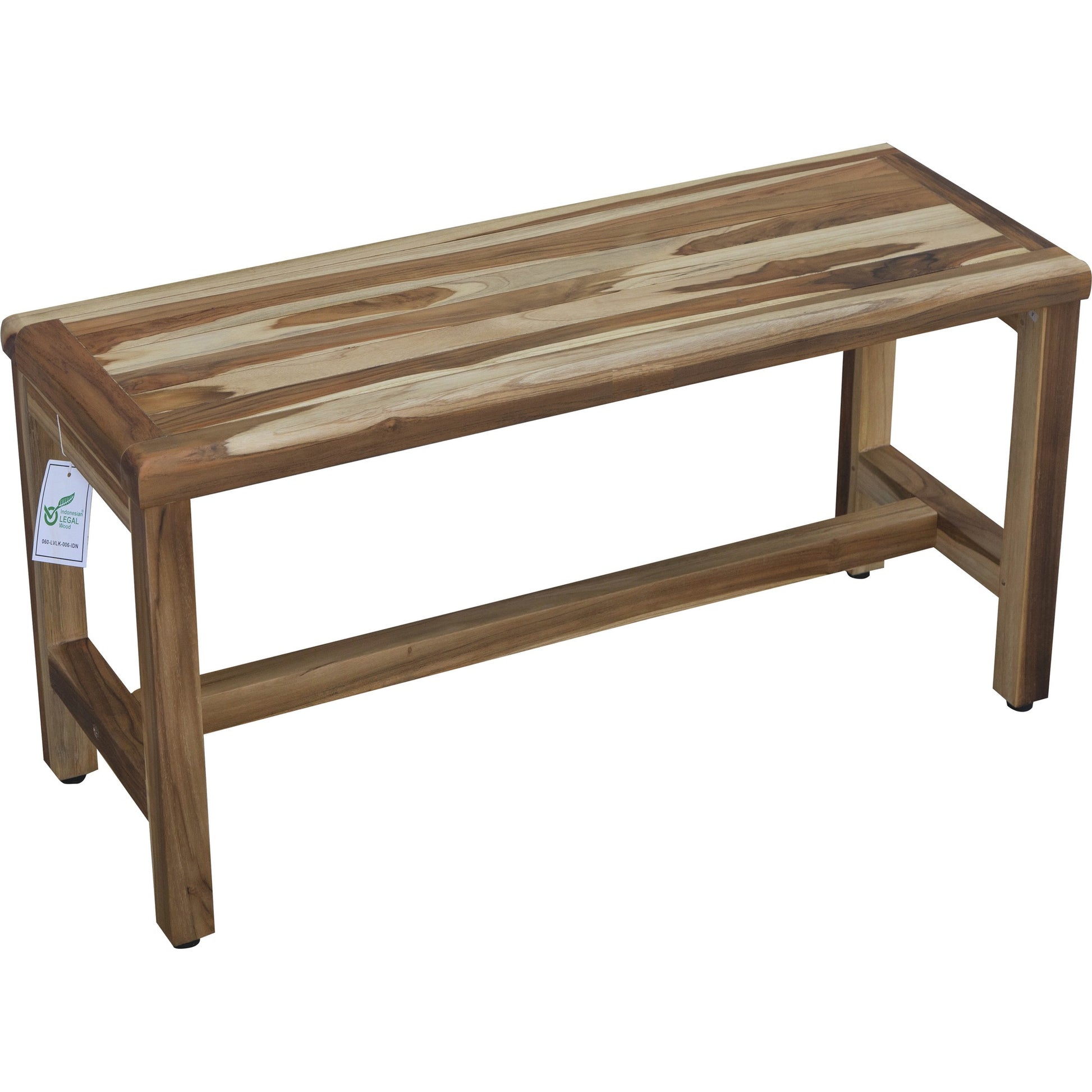 Rectangular Teak Shower Bench in Natural Finish By Homeroots | Outdoor Stools & Benches | Modishstore - 2