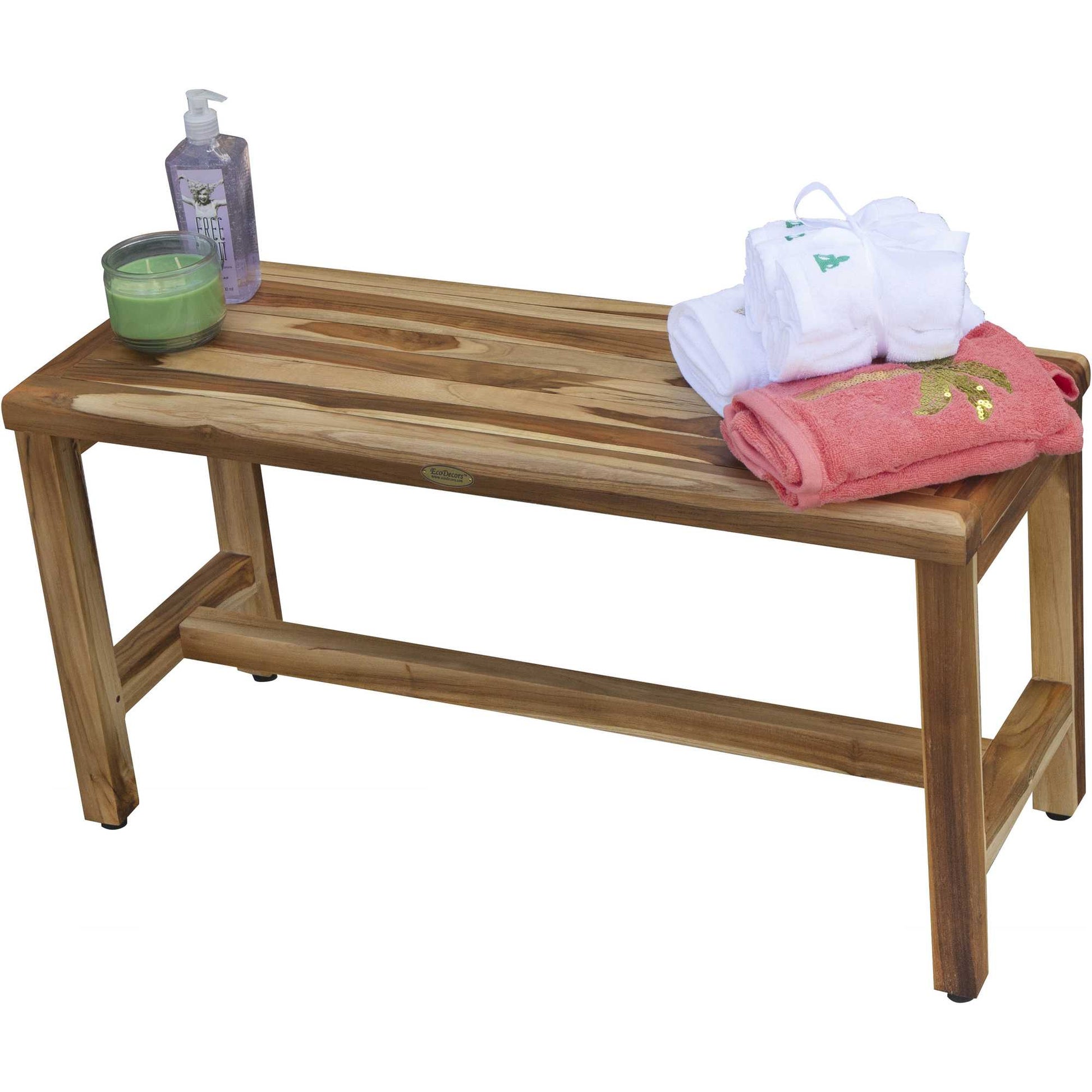 Rectangular Teak Shower Bench in Natural Finish By Homeroots | Outdoor Stools & Benches | Modishstore - 4