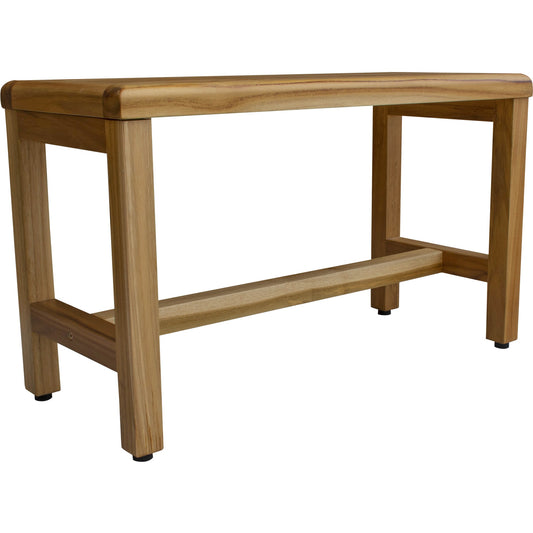 Compact Rectangular Teak Shower Outdoor Bench in Natural Finish By Homeroots | Outdoor Stools & Benches | Modishstore