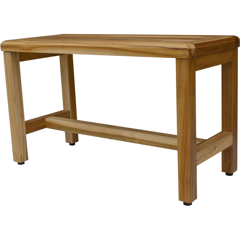 Compact Rectangular Teak Shower Outdoor Bench in Natural Finish By Homeroots | Outdoor Stools & Benches | Modishstore - 3
