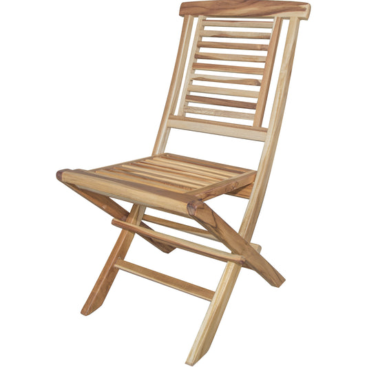 Natural Teak Stripe Back Folding Dining Chair By Homeroots | Dining Chairs | Modishstore