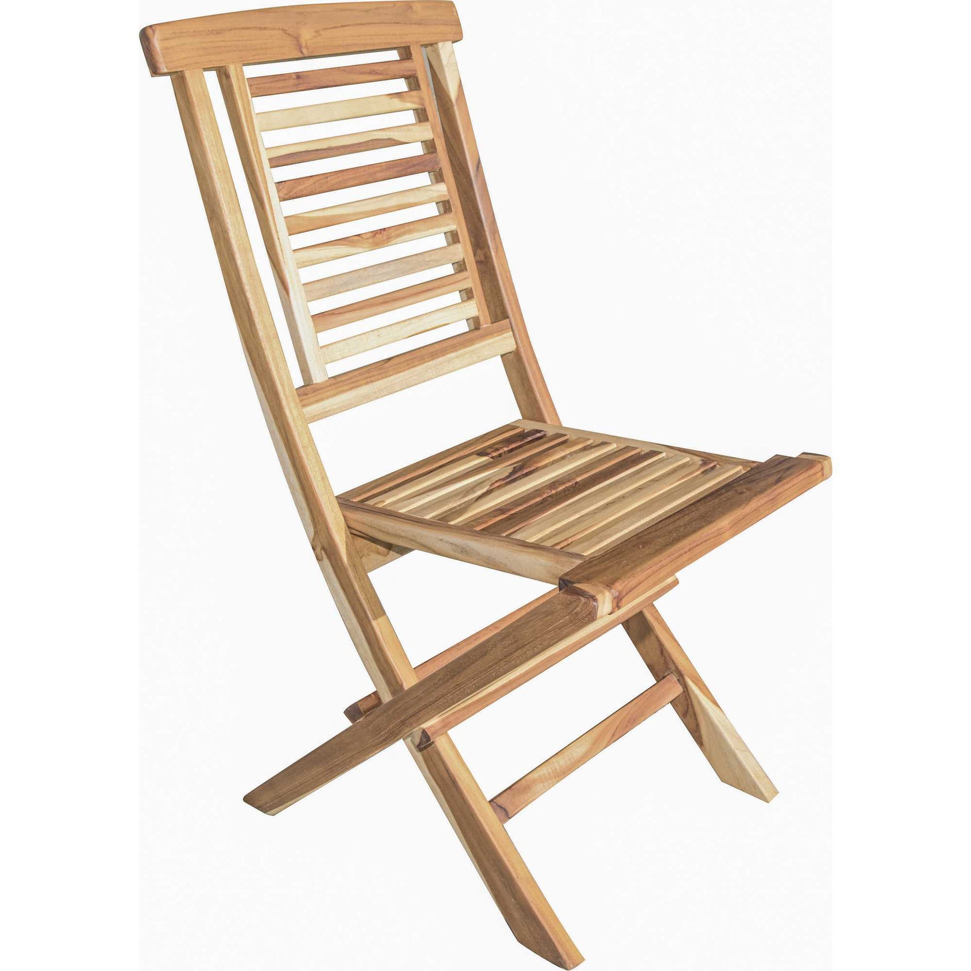Natural Teak Stripe Back Folding Dining Chair By Homeroots | Dining Chairs | Modishstore - 2