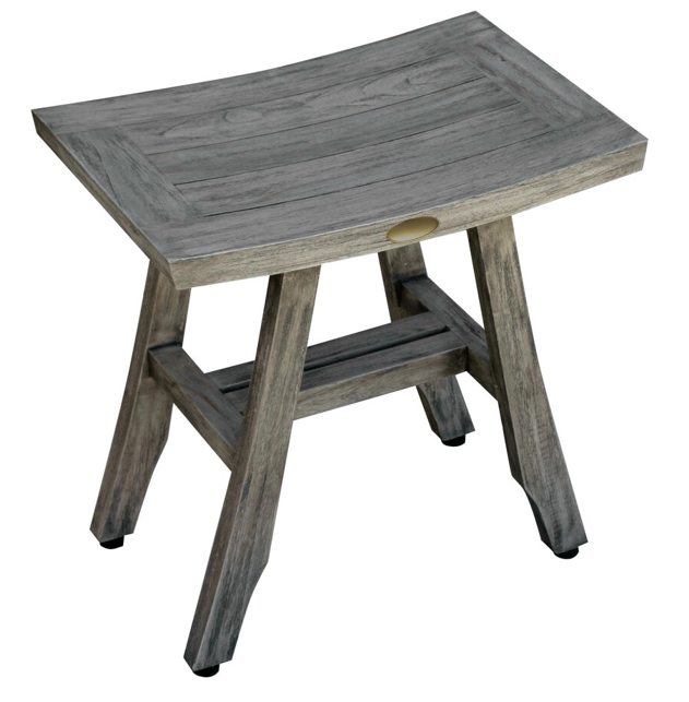 Compact Contemporary Teak Shower Stool in Gray Finish By Homeroots | Outdoor Stools & Benches | Modishstore - 2