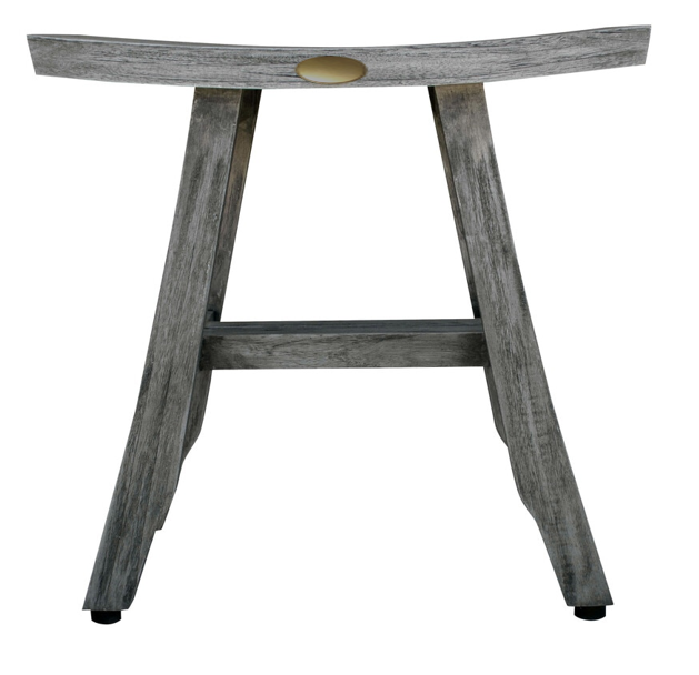 Compact Contemporary Teak Shower Stool in Gray Finish By Homeroots | Outdoor Stools & Benches | Modishstore - 4