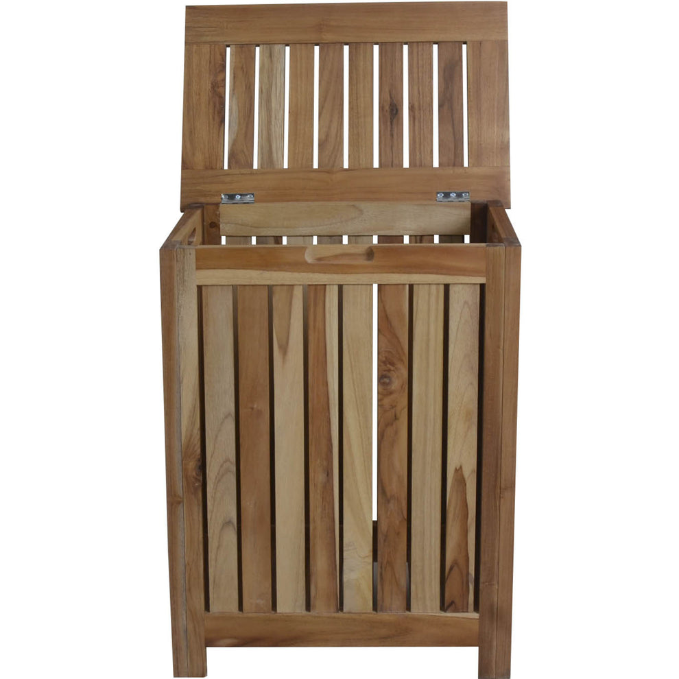 Compact Teak Laundy Storage With Removable Bag In Natural Finish By Homeroots | Dressers | Modishstore - 2