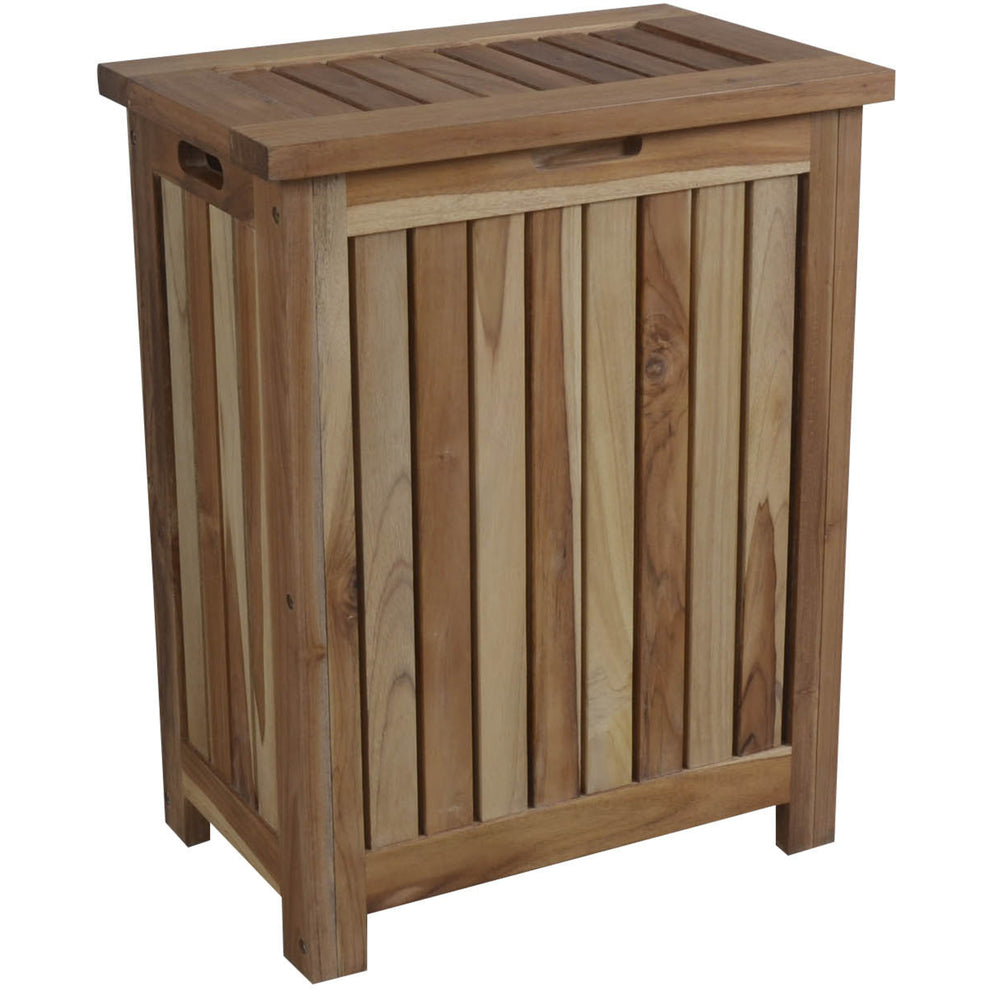 Compact Teak Laundy Storage With Removable Bag In Natural Finish By Homeroots | Dressers | Modishstore - 3
