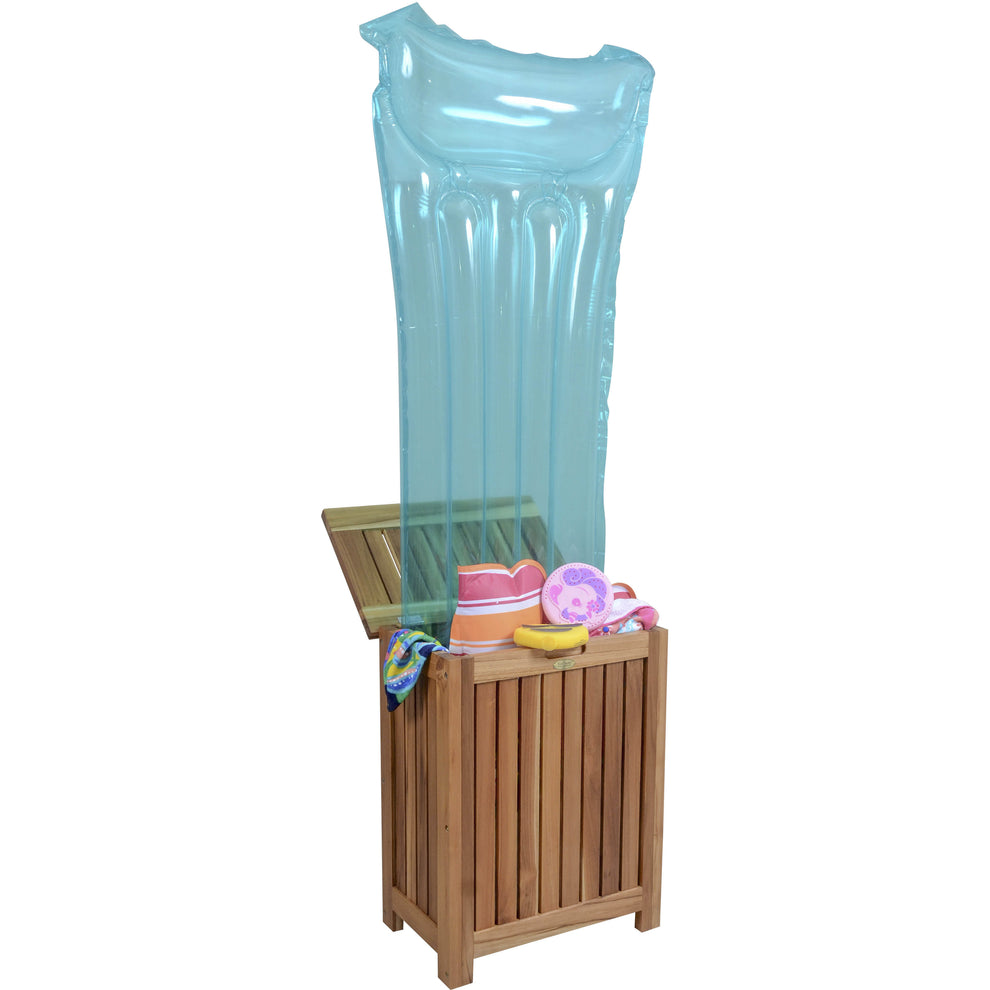 Compact Teak Laundy Storage With Removable Bag In Natural Finish By Homeroots | Dressers | Modishstore - 5