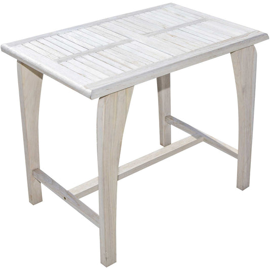 Compact Teak Dining Table in Driftwood Finish By Homeroots - 376775 | Outdoor Tables | Modishstore