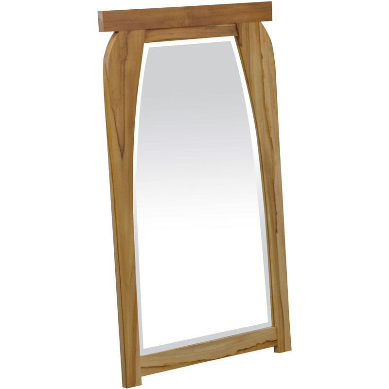 Modern Shape Teak Wall Mirror in Natural Finish By Homeroots | Mirrors | Modishstore