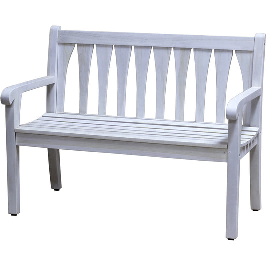 Compact Teak Outdoor Bench with Slattered Design in Driftwood Finish By Homeroots