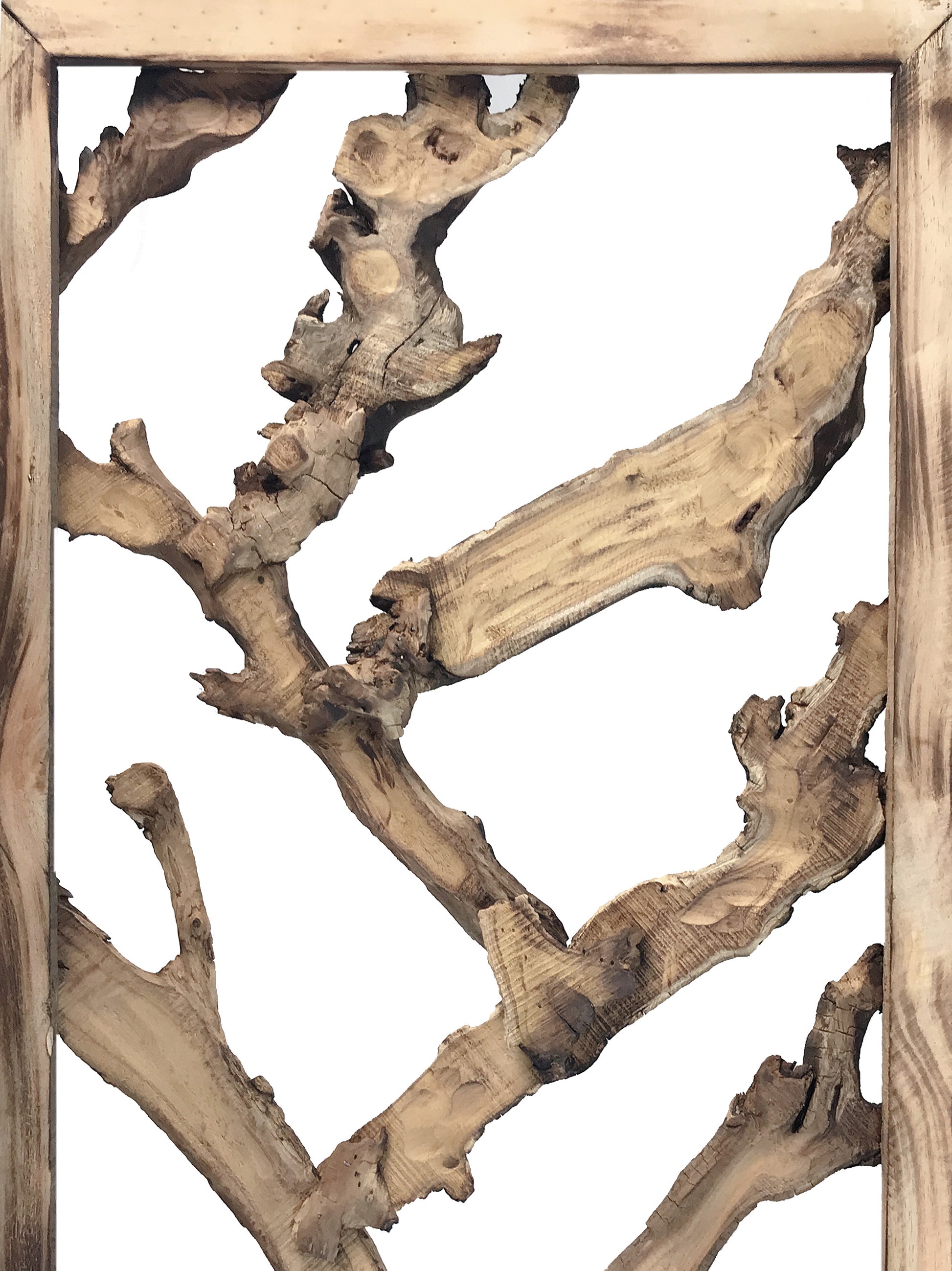 Rustic Earthy Wood Root Three Panel Room Divider Screen By Homeroots | Room Dividers | Modishstore - 5